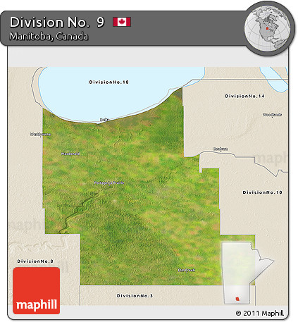 Satellite 3D Map of Division No.  9, shaded relief outside