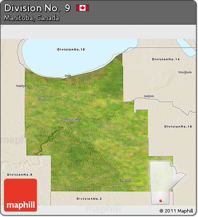 Satellite 3D Map of Division No.  9, shaded relief outside