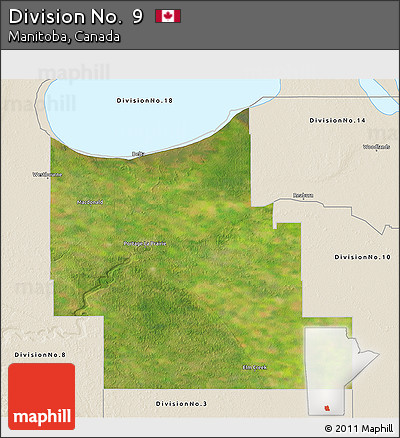 Satellite 3D Map of Division No.  9, shaded relief outside