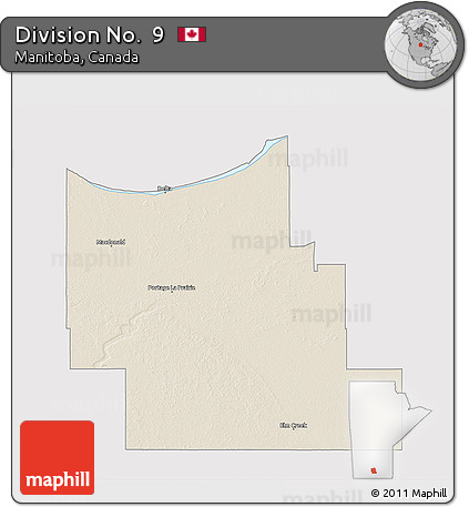 Shaded Relief 3D Map of Division No.  9, cropped outside