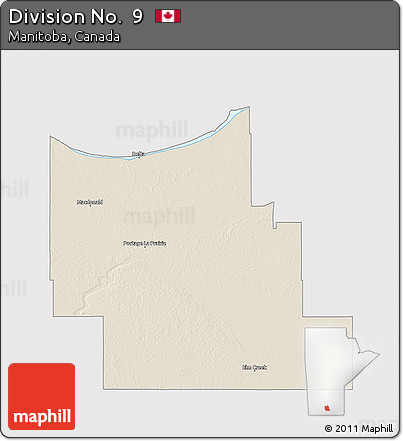 Shaded Relief 3D Map of Division No.  9, cropped outside