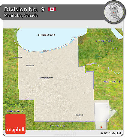 Shaded Relief 3D Map of Division No.  9, satellite outside