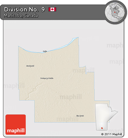 Shaded Relief 3D Map of Division No.  9, single color outside