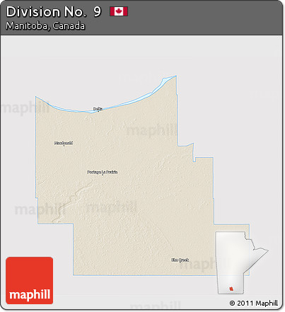 Shaded Relief 3D Map of Division No.  9, single color outside