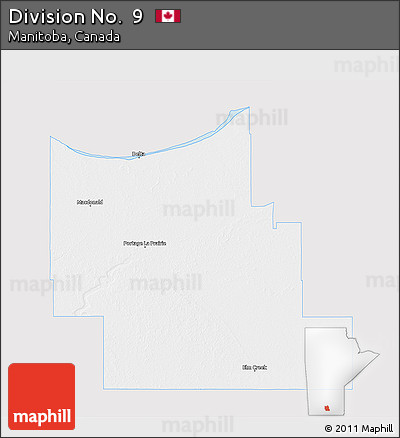 Silver Style 3D Map of Division No.  9, single color outside