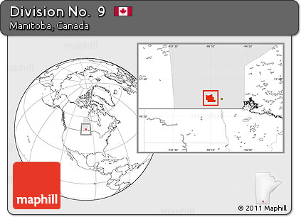 Blank Location Map of Division No.  9, highlighted parent region