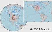 Gray Location Map of Division No.  9, within the entire country, hill shading