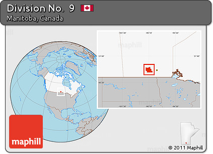 Gray Location Map of Division No.  9, highlighted country