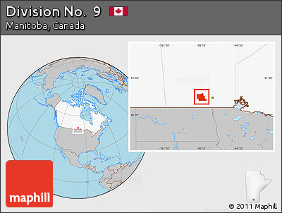 Gray Location Map of Division No.  9, highlighted country