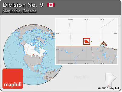 Gray Location Map of Division No.  9, highlighted country