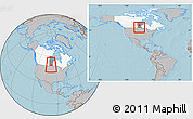 Gray Location Map of Division No.  9, highlighted country, highlighted parent region, within the entire country, hill shading