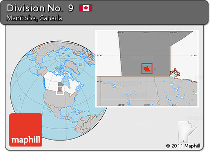 Gray Location Map of Division No.  9, highlighted country, highlighted parent region