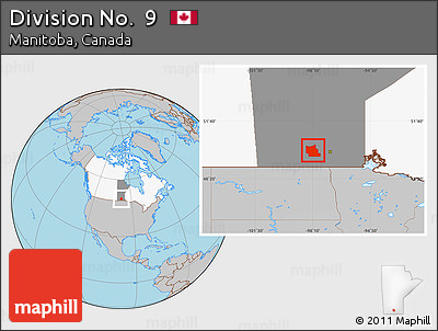 Gray Location Map of Division No.  9, highlighted country, highlighted parent region