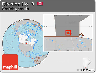 Gray Location Map of Division No.  9, highlighted country, highlighted parent region