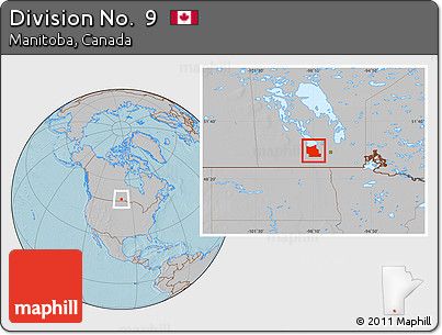 Gray Location Map of Division No.  9, hill shading