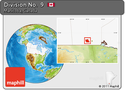 Physical Location Map of Division No.  9, highlighted country