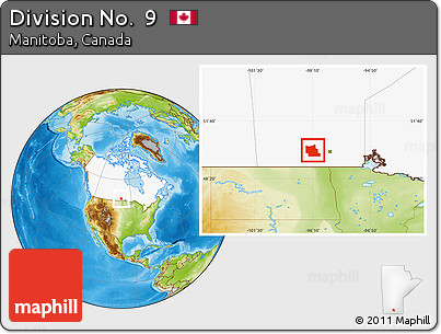Physical Location Map of Division No.  9, highlighted country