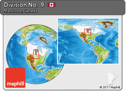Physical Location Map of Division No.  9, highlighted country, highlighted parent region, within the entire country