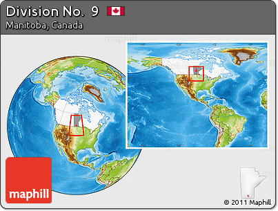 Physical Location Map of Division No.  9, highlighted country, highlighted parent region, within the entire country
