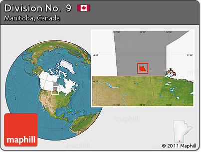 Satellite Location Map of Division No.  9, highlighted country, highlighted parent region