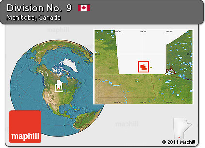 Satellite Location Map of Division No.  9, highlighted parent region