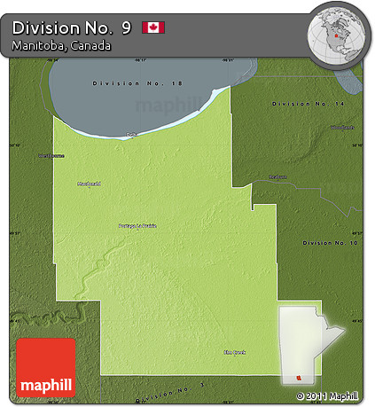 Physical Map of Division No.  9, darken