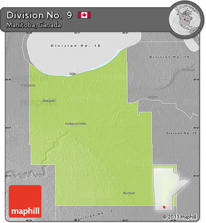 Physical Map of Division No.  9, desaturated