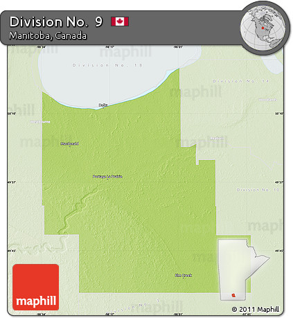 Physical Map of Division No.  9, lighten