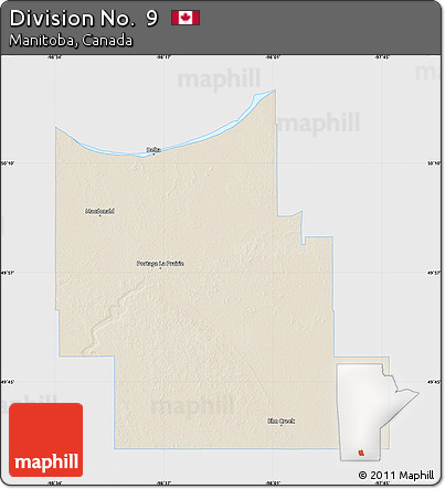 Shaded Relief Map of Division No.  9, single color outside