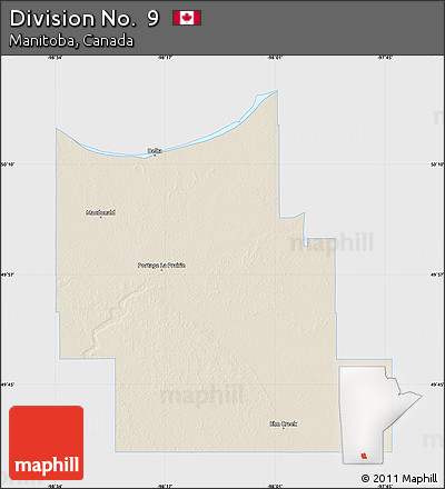 Shaded Relief Map of Division No.  9, single color outside