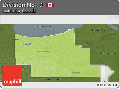 Physical Panoramic Map of Division No.  9, darken
