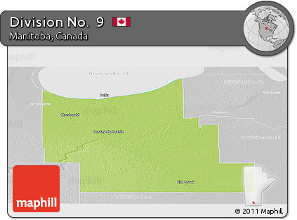 Physical Panoramic Map of Division No.  9, lighten, desaturated