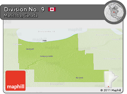 Physical Panoramic Map of Division No.  9, lighten
