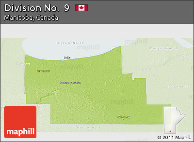Physical Panoramic Map of Division No.  9, lighten
