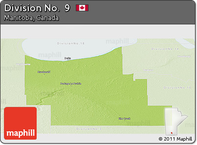 Physical Panoramic Map of Division No.  9, lighten