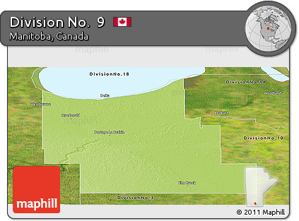 Physical Panoramic Map of Division No.  9, satellite outside