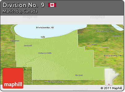 Physical Panoramic Map of Division No.  9, satellite outside