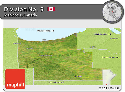 Satellite Panoramic Map of Division No.  9, physical outside