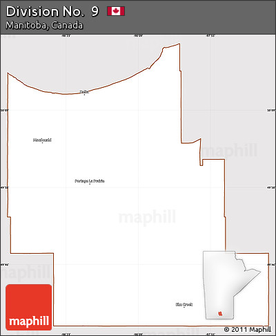 Classic Style Simple Map of Division No.  9, cropped outside