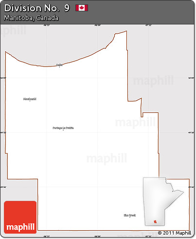 Classic Style Simple Map of Division No.  9, cropped outside