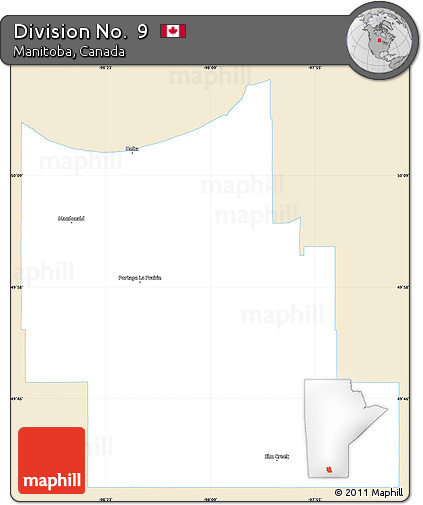 Classic Style Simple Map of Division No.  9, single color outside