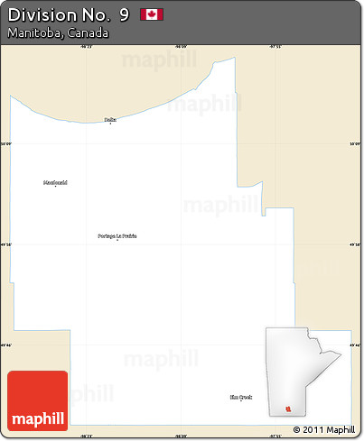 Classic Style Simple Map of Division No.  9, single color outside