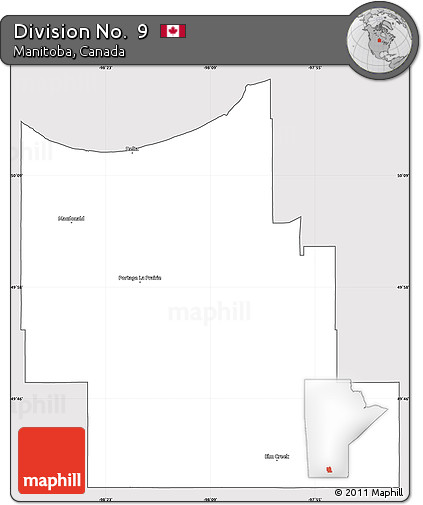 Silver Style Simple Map of Division No.  9, cropped outside