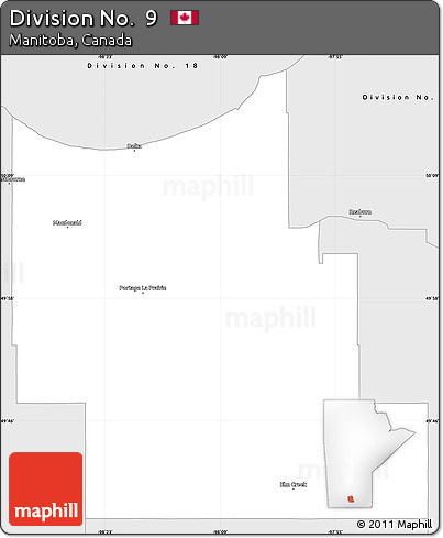 Silver Style Simple Map of Division No.  9