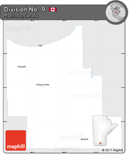Silver Style Simple Map of Division No.  9, single color outside