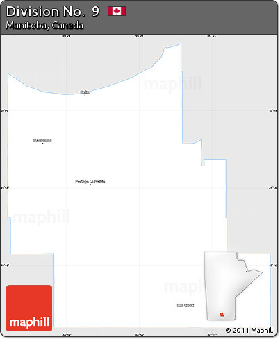 Silver Style Simple Map of Division No.  9, single color outside