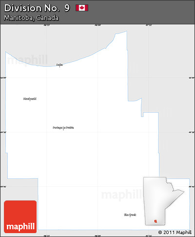 Silver Style Simple Map of Division No.  9, single color outside