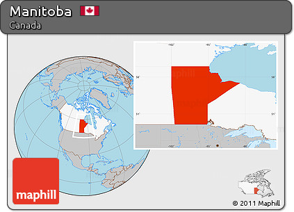 Gray Location Map of Manitoba, highlighted country