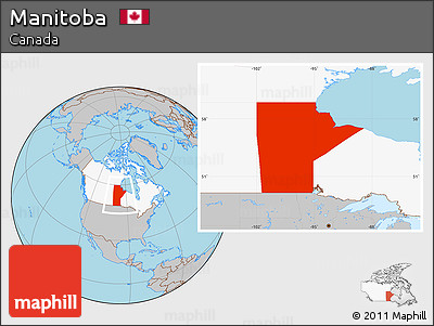 Gray Location Map of Manitoba, highlighted country