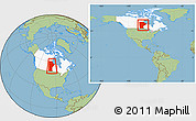 Savanna Style Location Map of Manitoba, highlighted country, within the entire country